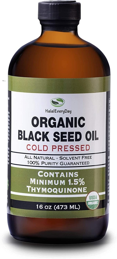 Orgaaniline musta seemne õli - USDA sertifitseeritud külmpressitud klaasi pudel üle 1,5% tümokinoon 3X tugevus Türgi Black Cumin Nigella Sativa non-GMO 100% puhas mustseemneõli (32oz klaas (2X16) pudel)