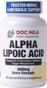 Alfa-lipohape 600mg 120 kapslit - närvi Sciatica perifeerne neuropaatia tugi - gluteenivaba, vegan ja mitte-GMO täiskasvanutele