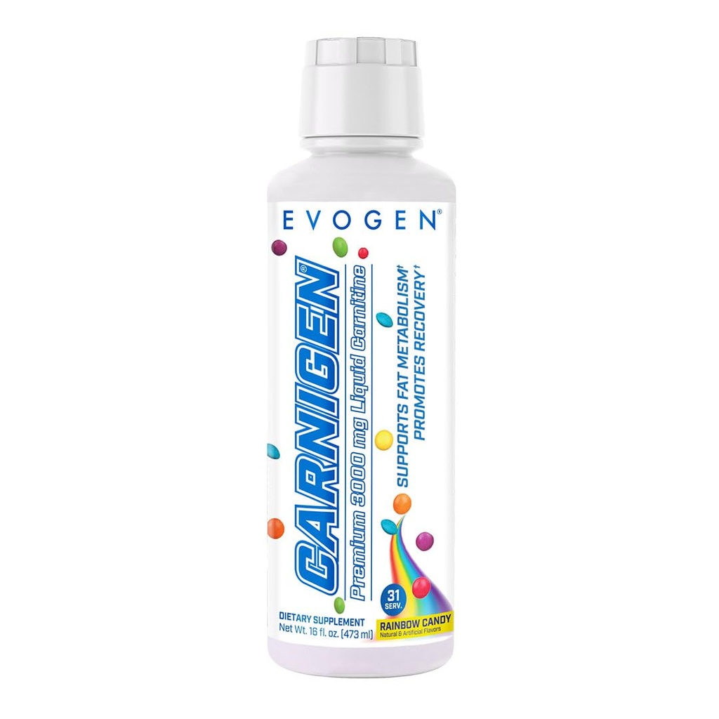 Evogen Carnigen Premium L karnitiin Vedelik – L karnitiin 3000 täiendus | L karnitiinilisa rasva metabolismiks ja taastumiseks | Atsetüül L-karnitiin | Kofeiinivaba | Vikerkaarekomm | 31 serveerimist