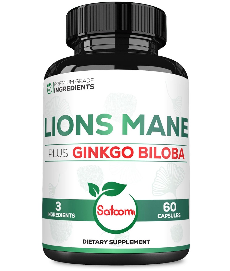 Lions Mane koos Ginkgo Biloba täiendusega - 60 kapslit - ekstra tugevus rahutu meele, aju tervise, immuunsüsteemi ja fookuse jaoks - gluteenivaba, mitte-GMO