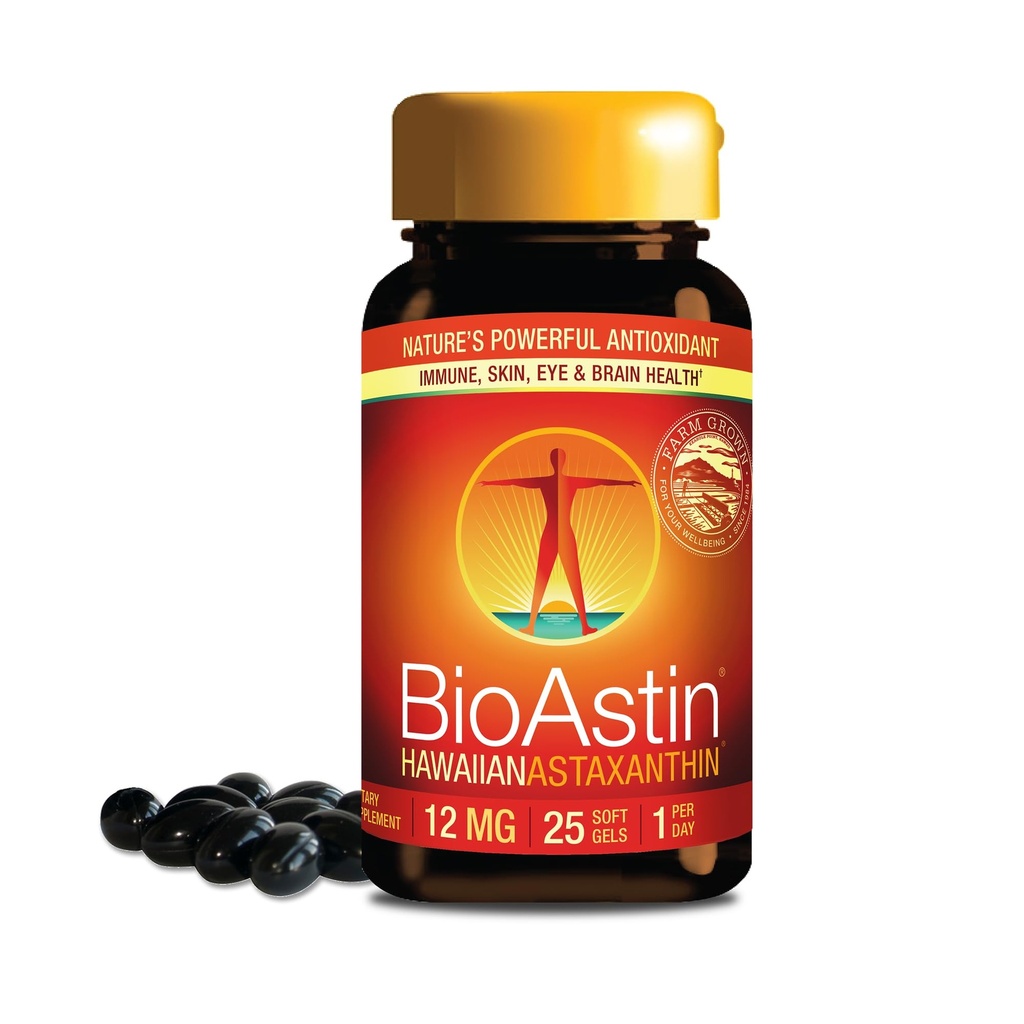 Nutrex Hawaii BioAstin Havai astaksantiin - 12mg, 25 Softgels - Farm-Direct Premium Antioksüdant täiendada toetada silma, naha, liigeste ja immuunsüsteemi Tervis - Non-GMO & Gluteenivaba