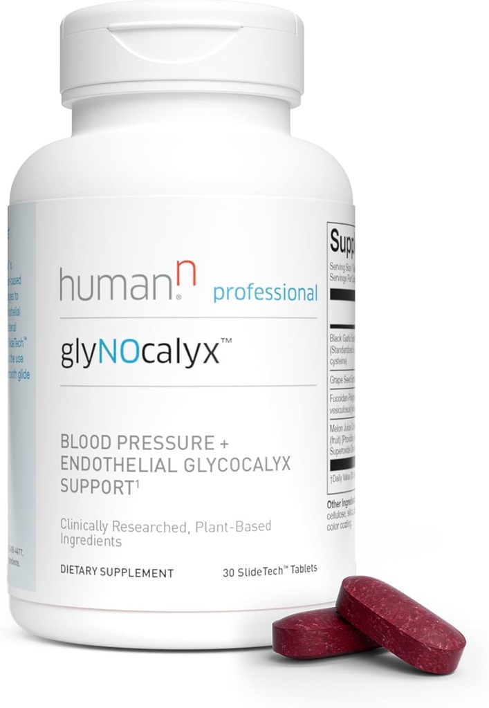 Humann glyNOcalyx tabletid - endoteeli Glycocalyx, tsirkulatsioon ja lämmastikoksiidi tugi - Black Garlic, Viinamarjaseemne ekstrakt, Fucoidan-Polyphenol Complex - 30 Count