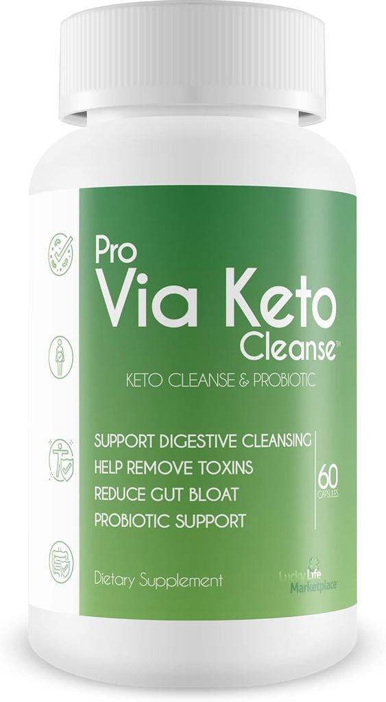 Pro Via Keto Puhastamine - Abi Eemaldada Toksiinid Ja Lisandid - Taimepõhine Looduslik Keto Puhastamine Probiootikumi Toega - Toetus Seedetrakti Puhastamine Ja Vähendatud Soolepuhitus - Abi Jäätmete Eemaldamine Ja Detoksifikatsioon