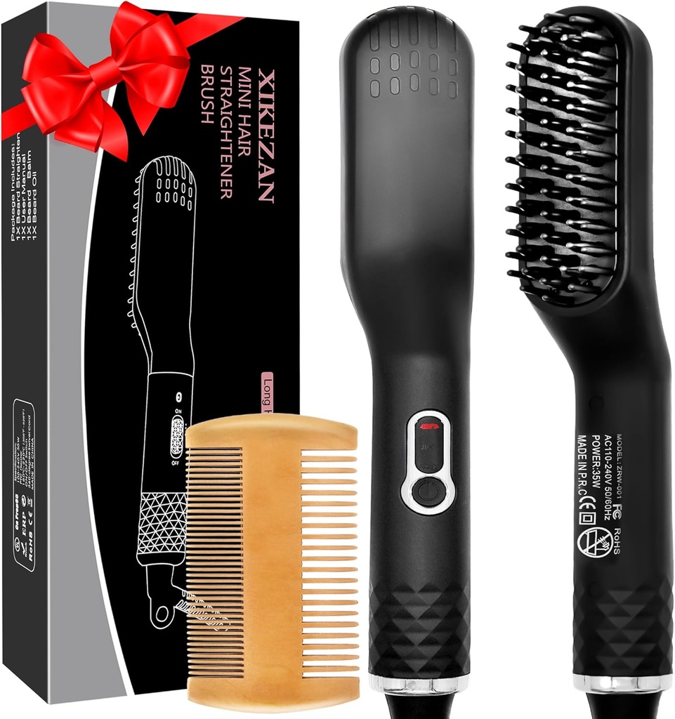 Beard Straightener meestele, Premium kuumutatud habemepintslid w / Anti-Scald Feature,Beard Straightening Comb,Unique isadepäev Sünnipäev Valentines Kingitused meestele Ta isa Boyfriend Christmas Stocking Stuffers
