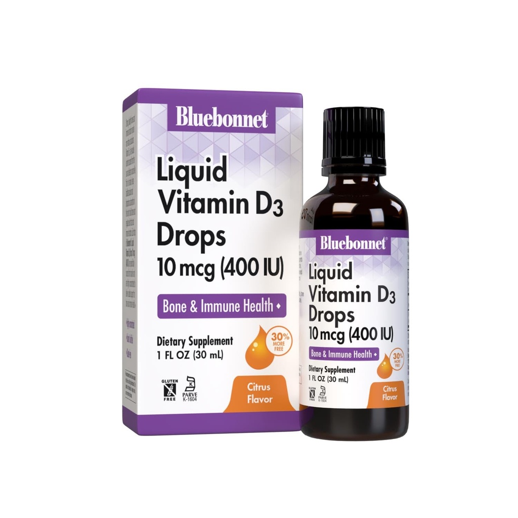 BlueBonnet Vedel D3-vitamiin tilgad 400 RÜ, tsitrusviljad, 1 Fl Oz