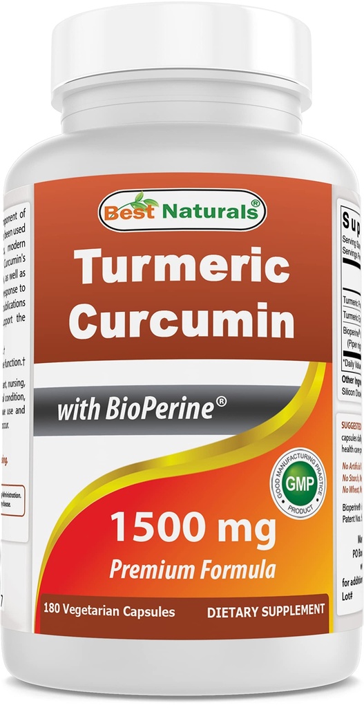 Parimad looduslikud kurkumiini 1500mg / serveerimine bioperiiniga - 180 Veggie kapslit