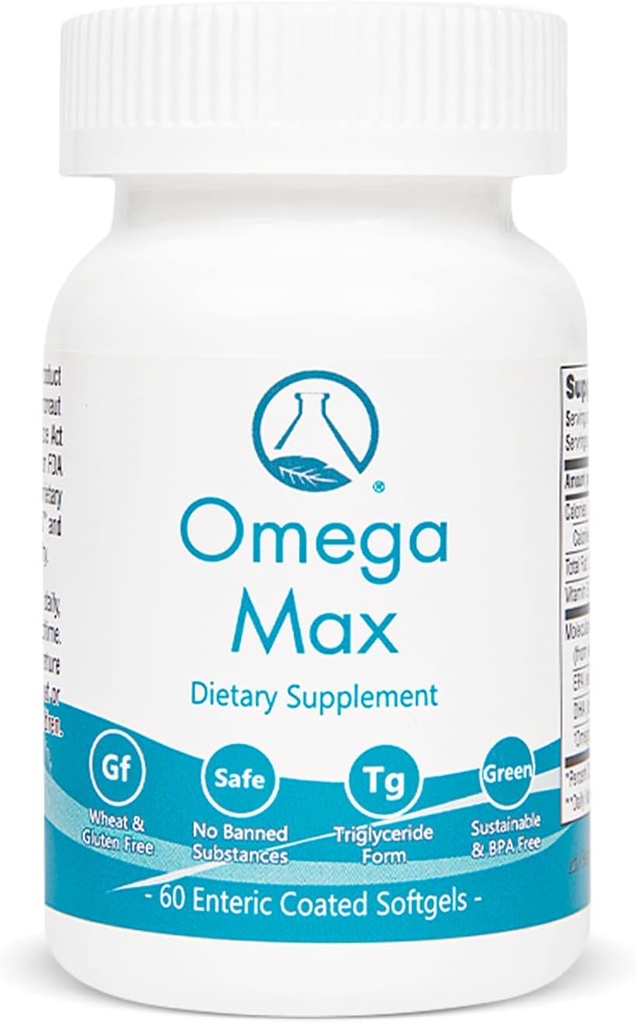 Omega Max - 60 Ct Enteric Co., No Burp Fish Oil I Omega-3 EPA DHA Supplement I Heart, Vision, Brain & Immune Support, 2000mg/serving