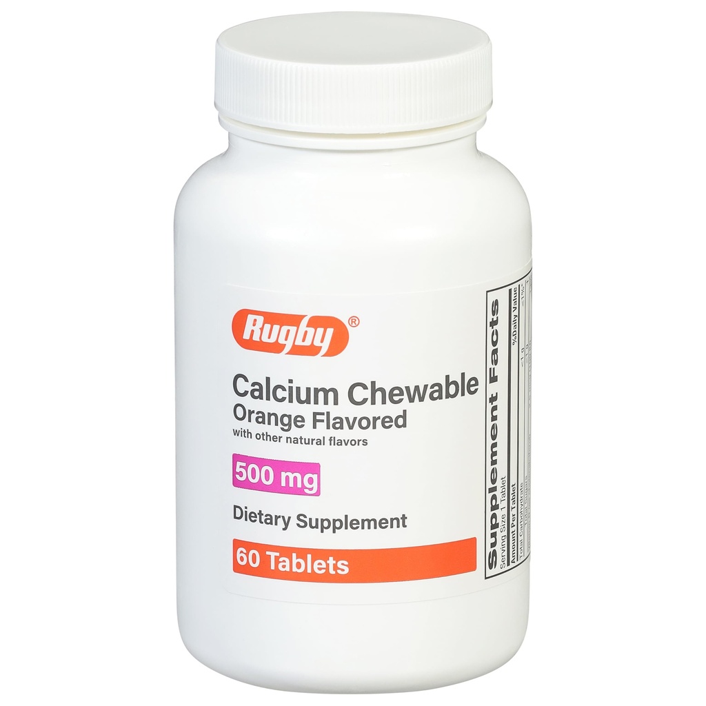 Rugby 500mg Kaltsium närimistabletid - Toidulisand - Oranž maitsestatud - 60 Loe (1 pakend)