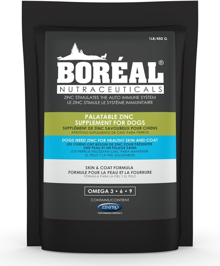Boréal Palatable Tsink Täiendus Koertele 16 oz Taassuletav Kott