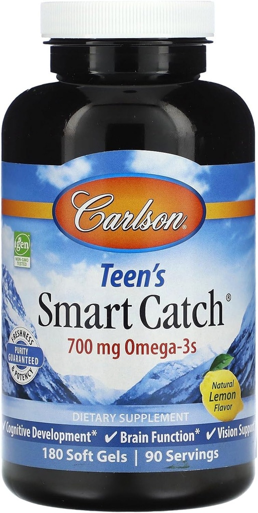 Carlson Teen's Smart Catch, Natural Sidrun, 180 Soft Gels