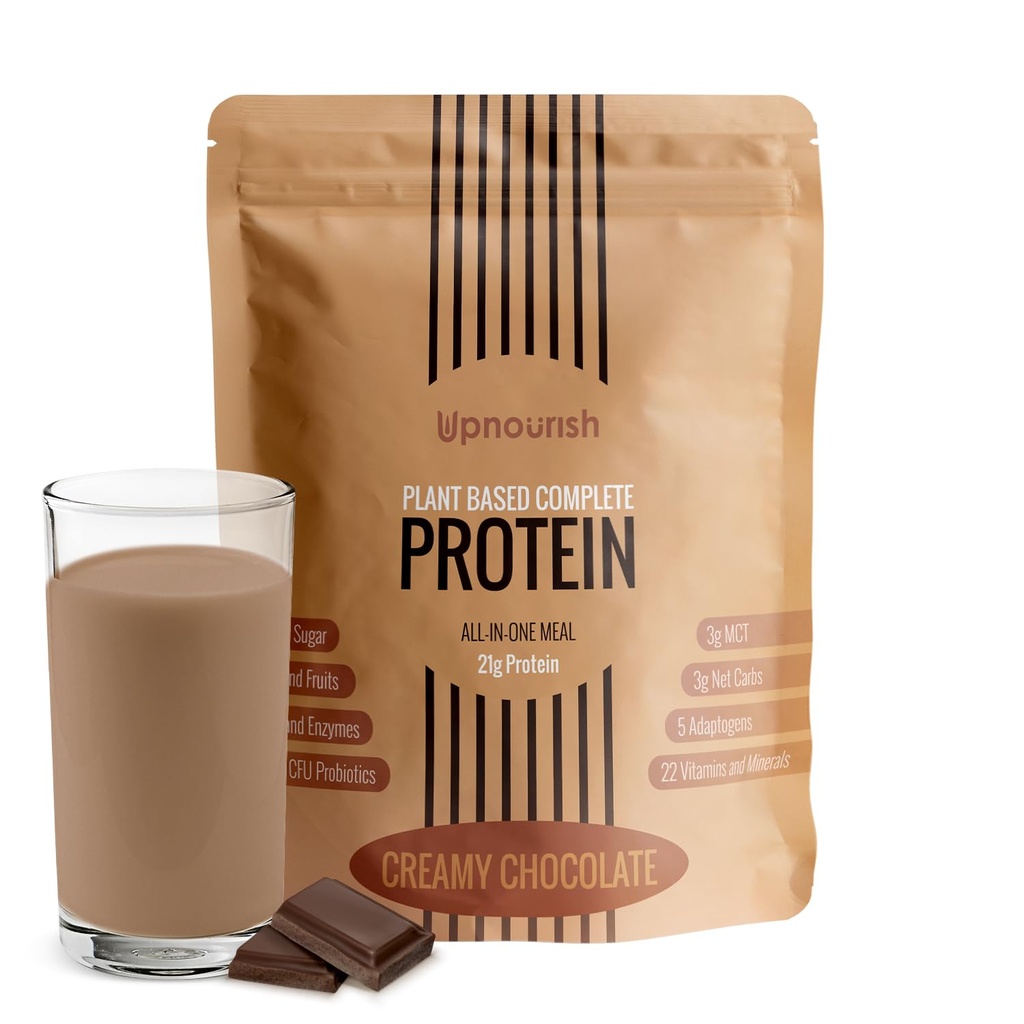 UpNourish Chocolate Vegan Valk Pulber 54 Superfoods Pulber, 1,5 Miljardi CFU Probiootikumid 21g Taimne Valk, Ei Suhkrut Ei Piima Ei GMO Piimavaba, Söögiasendus Raputa Keto-sõbralik Madala Süsivesikusisaldusega Dieet,15 Servingud