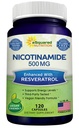 aSquared Nutrition Nicotinamide koos Resveratrooli - 120 Veggie Kapslid - Vitamiin B3 500mg (Niacinamide Flush Free) - täiendus pillid, et toetada NAD, naharakkude tervist ja energiat
