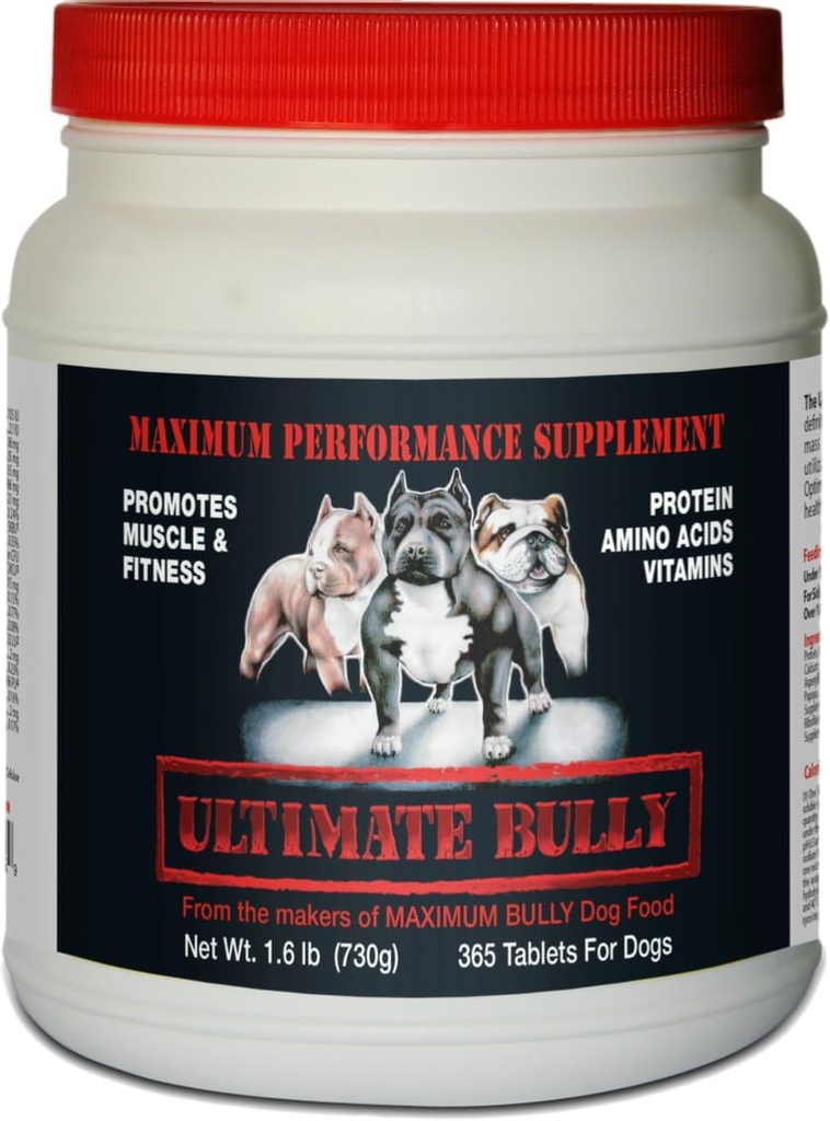 Performance Canine Supplement poolt Maksimaalne Bully, 365 tabletti, valmistatud USAs.