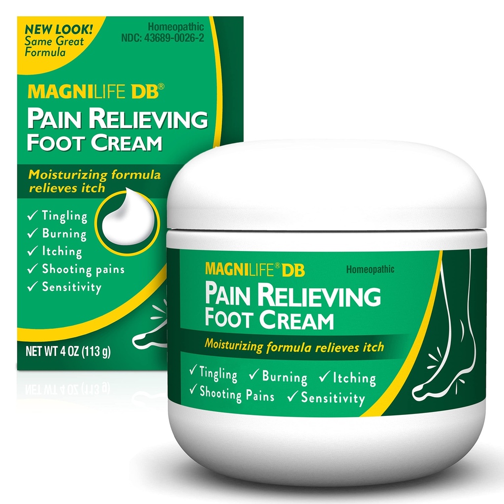 MagniLife DB Foot Cream, Calming Relief Burning, Tingling, Shooting & Stabbing Foot Sensations - Soothes Kuiv, Krakitud, Sügelev, Tundlik nahk (4 oz Jar)