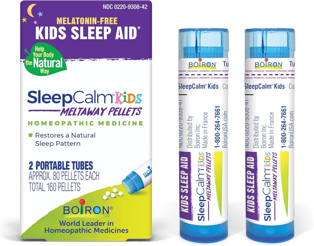 Boiron SleepCalm Kids Sleep Aid sügavaks, lõõgastavaks, rahutuks öiseks uneks - melatoniinivaba ja harjumusteta moodustamine - 2 loend (160 graanulit)