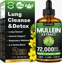 Mullein tilgad kopsudele, 3-in-1 Mullein Leaf ekstrakt kopsude tervisele, taimsete hingamisteede kopsude tervise toetamise täiendus, immuunsuse ja seedetrakti heaolu toetamine, suhkur ja alkoholivaba - 2 FL OZ
