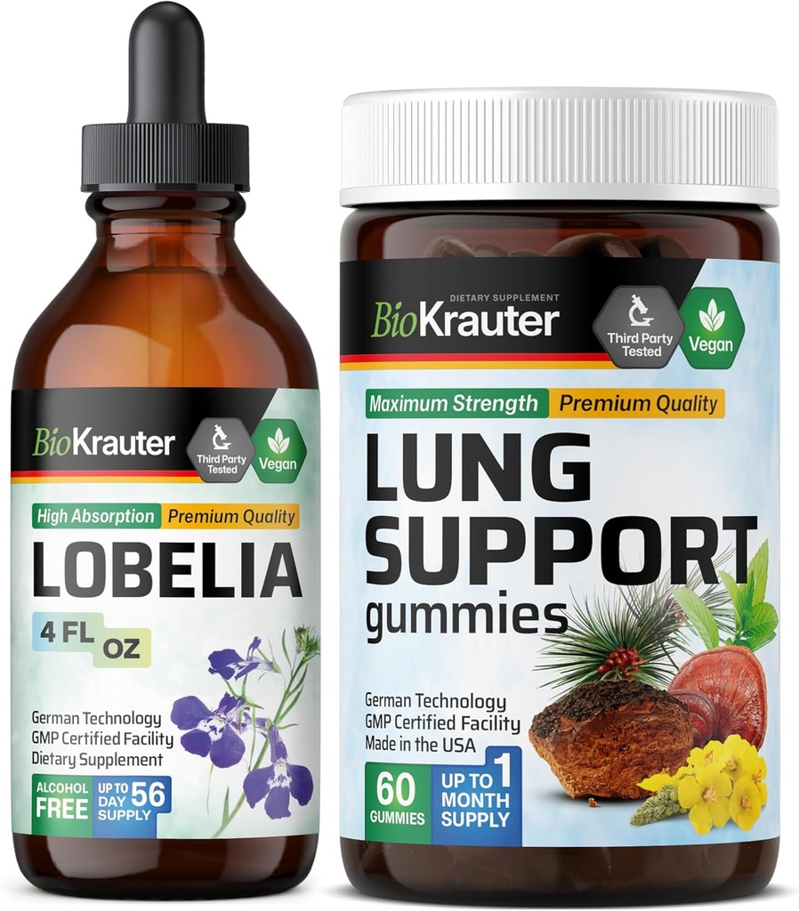 BIO KRAUTER Lobelia Tinktuur 4 Fl. Oz... Lung Detox 60 Gummies