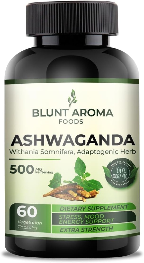 Ashwagandha ekstraktkapsel - suur tugevus 5200mg pulbrit. Segatud ingveri juur, kurkumi kurkumiin, Alkanet Juur ja must pipar - 60 kapslit - 2 kuu pakkumine