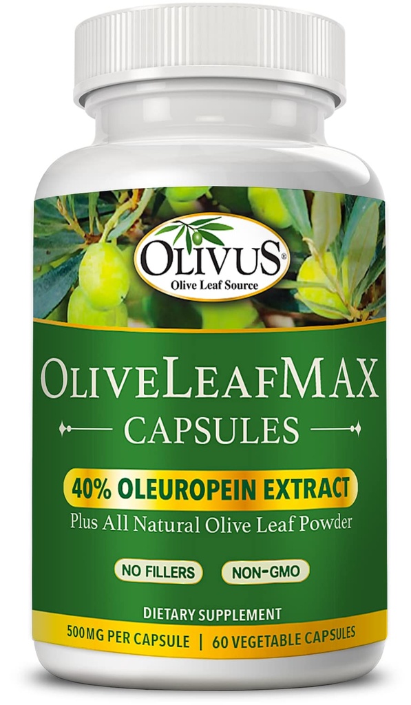 OliveLeafMAX Olive Leaf Extract (40% Oleuroepin) + Orgaaniline Olive Leaf Powder + No Fillers + 60 Taimekapslid + hangitud Hispaaniast ja toodetud USAs GMP Facility