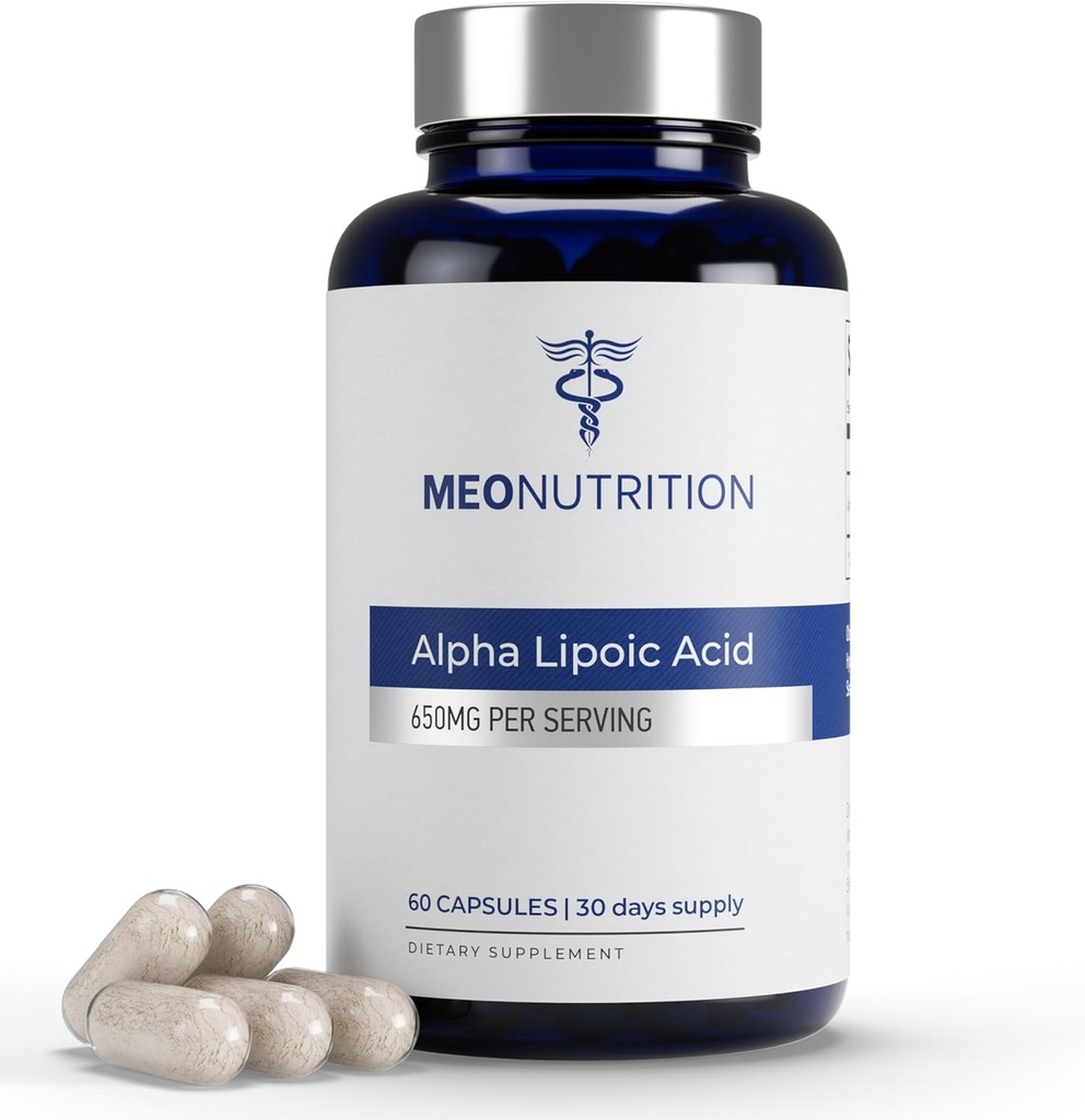 Alfa-lipohape 650mg – 60 kapslit | Mitte-GMO, Gluteenivaba, GMP sertifitseeritud | Toetab antioksüdantide tervist ja ainevahetust