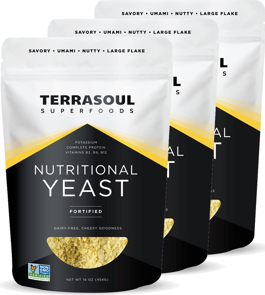 Terrasoul Superfoods Premium Nutritional Pärmihelbed, 3 Lbs (Pack of 3), rikastatud, Savory Superfood Vegan Juust, Seasoning ja Taimne Valgu Boost