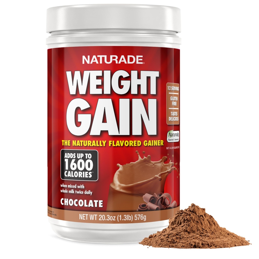 Naturade - All Natural Weight Gain Drink Mix - Gluteenivaba, maitsev maitse, 1600 kalorit portsjoni kohta - Mass Gainer w / Süsivesikud ja valk - šokolaad, 20,3 Ounce (12 serveerimist).