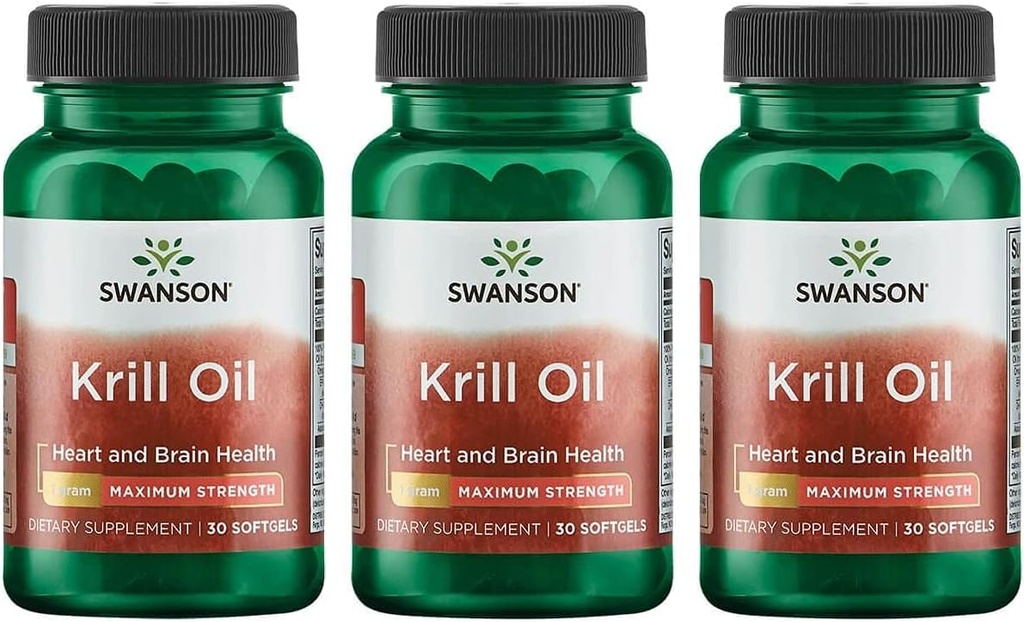 Swansoni EFA-d - krillõli - maksimaalne tugevus - 1 g, 30 Softgels (3 pakend)
