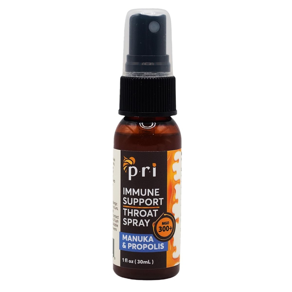 P.R.I Propolis Throat Spray Manuka Honey, Hare Throat & Immune Support, Fresh Peppermint Maitse, 1oz