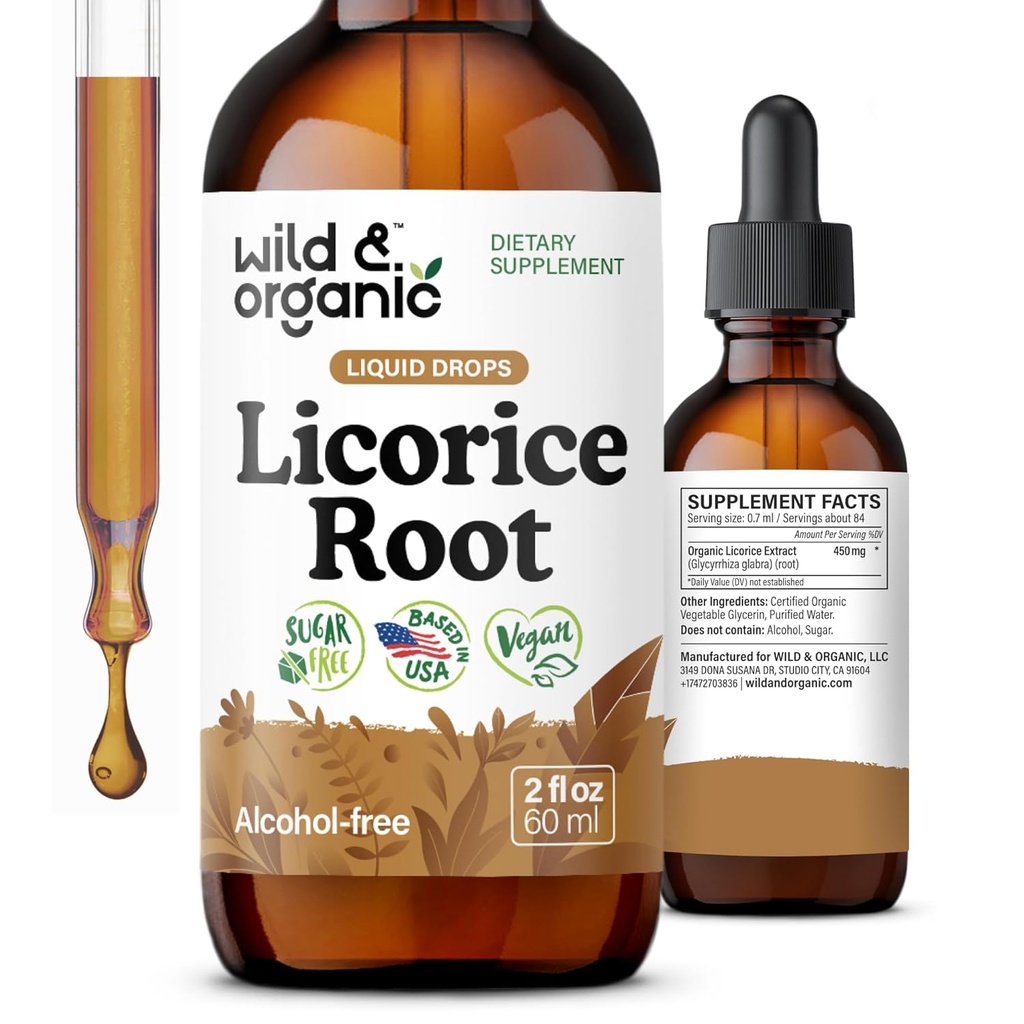 Looduslik ja orgaaniline lagritsa tinktuur - seedetrakti tugi - puhas lagritsa juure ekstrakti tilgad - Glycyrrhiza Glabra - Vegan, suhkur ja alkoholivaba täiendus - 2 fl oz