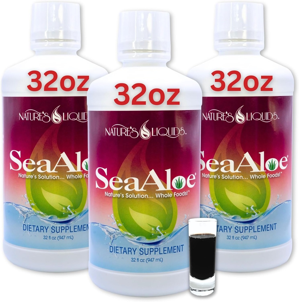 Nature's Liquids Aloe Vera Mahl Oceanic Elixir - Proprietary Botanical Blend for Thyroid, Digestion and Immune Support, 32oz (Pack of 3)