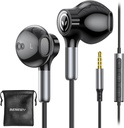 BENEWY Wired kõrvaklapid mikrofoniga, juhtmega kõrvaklapid kõrvaklappidega, helitugevuse kontroll, võimas bass ja selge heli, 3,5 mm Jack Earbuds iPhone'ile, iPadile, sülearvutile, arvutile, MP3-le