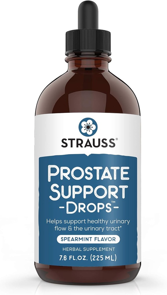 Strauss Naturals eesnäärme tugitilgad - eesnäärme tervise täiendused meestele, kellel on Saw Palmetto kuseteede toetamiseks, gluteenivaba, sojavaba ja mitte-GMO, 7,6 fl oz
