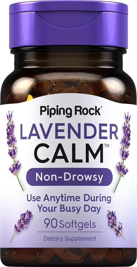 Piping Rock Lavendel Calm pillid 80mg | 90 Softgels | Non-Drowsy Supplement | Lavandula Angustifolia | Non GMO, Gluteenivaba