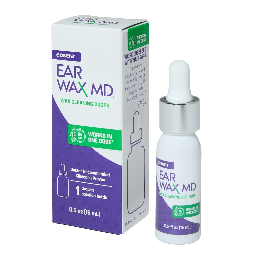 Eosera® Kõrvavavaha MD® - Kõrvavavaha Eemaldamise Tilgad - Puruneb Ja Lahustub Kõrvavavaha Just 1 Ravi - Arst Soovitatav Ja Kliiniliselt Tõestatud - Õrn & Ohutu - 15 ml