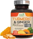 Kurkumiini lisand 2600mg - orgaanilise ingveri ja kurkumi, 95% kurkuminoidide, bioperiini musta pipar parima imendumise jaoks, Looduse Vegani ühistoetus, mitte-GMO, villitud USAs - 240 kapslit