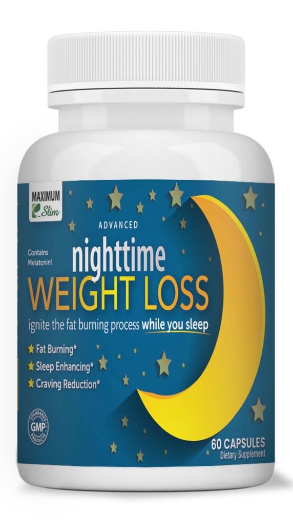Maksimaalne Slim Nighttime Weight Support - õrn rasva põletamine & Sleep Aid - Aafrika Mango, Resveratrol & Green Tea - Non-GMO, Vegan, 60 kapslit