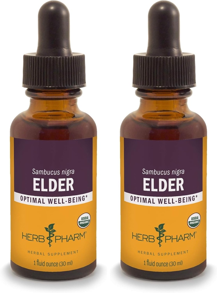 Herb Pharm Certified Organic Elder Vedel Ekstrakt - 1 Ounce (Pack of 2)