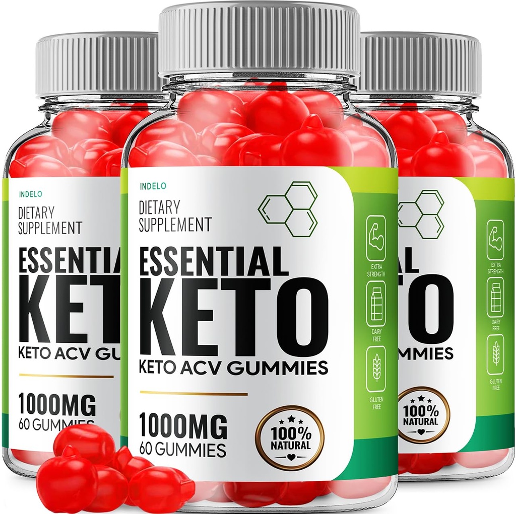 (3 Pack) Essential Keto ACV Gummies - Advanced Formula Essential Keto + ACV kaalujälgimise Gummies Apple Siider Äädikas Keto Essential Dietary Supplement Reviews Vitamiin B12 B6 (180 Gummies)