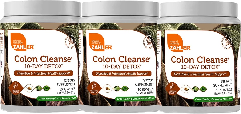 Zahler Colon Cleanse 10-päevane Detox Cleanse - Kurgimündi maitse - Taimne Seedetrakti Wellness - Colon Cleanser & Detox soolestiku liikumiseks, Body Detox, Seedimise abi naistele ja meestele - 3,5 oz (3 Pack)
