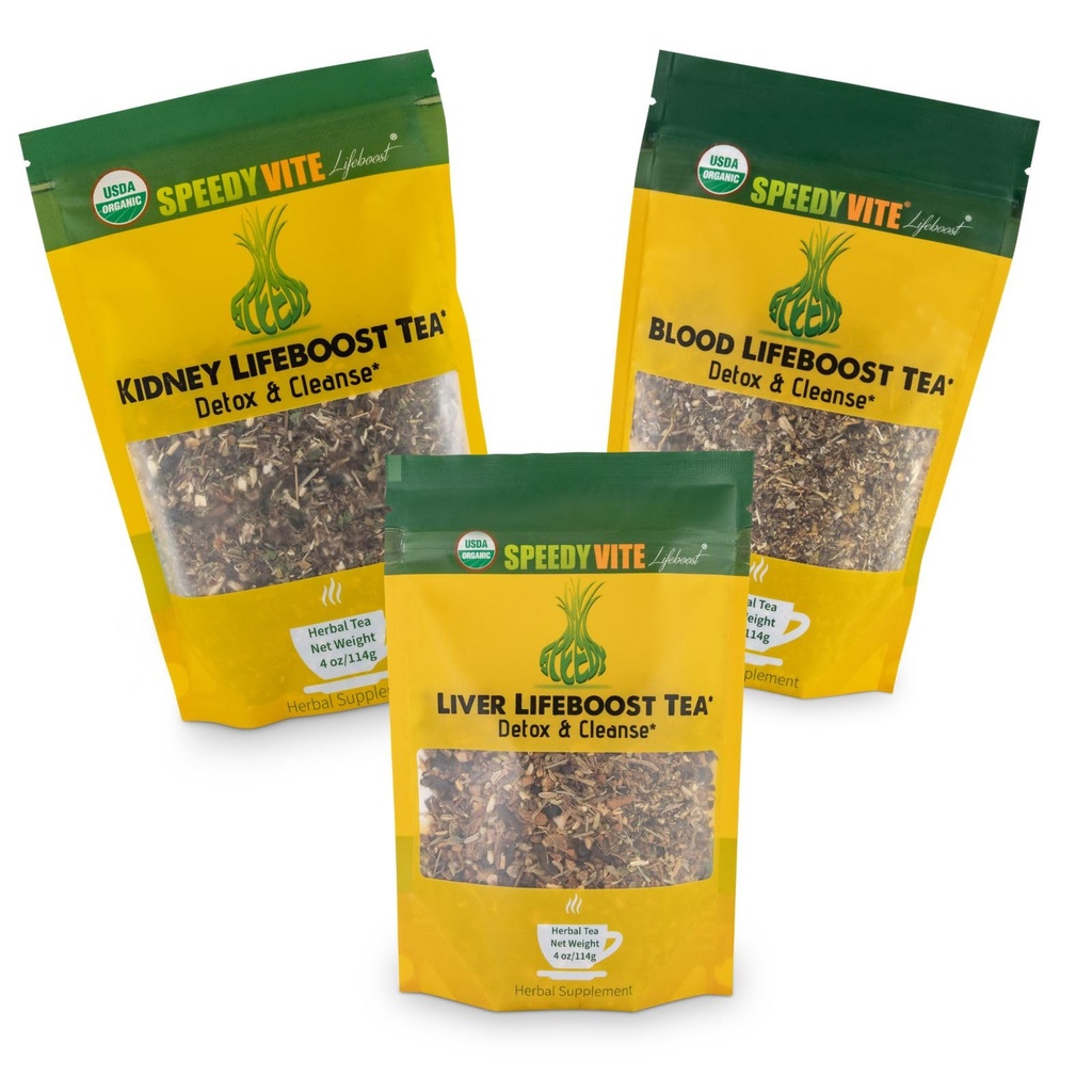 Speedyvite Tea Total Detox & Cleanse Combo: Blood Cleaning Tea 4oz + Kidney põie tee 4oz + Maks Detox Tea 4oz Natural Herbal Supplement