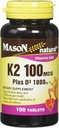 Mason Natural Vitamiin K2 100 mcg Plus D3 1000 RÜ Tablets 100 Arv pudelipakendi kohta 3 Kokku 300 tabletti
