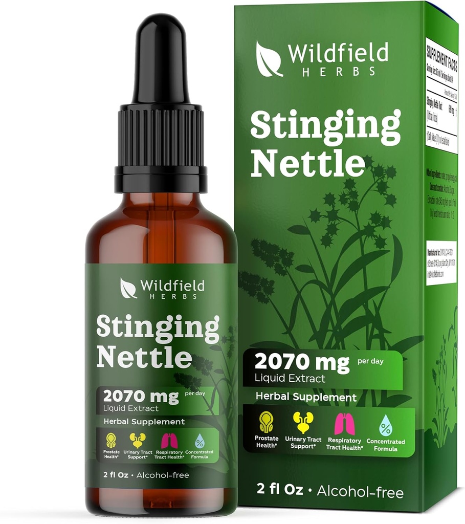 Nõela juure ekstrakti tilgad 2000mg (Urtica dioica L.) Taimne täiendus Imendub paremini kui kapslid, 1 kuu pakkumine, 84 serveerimist, alkoholivaba tinktuur - 2 Oz, pakend 1