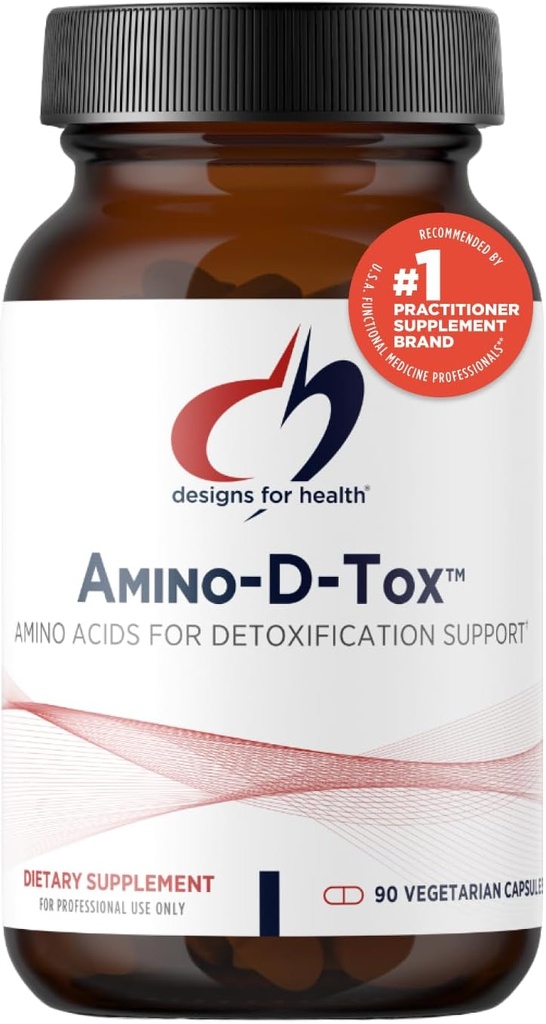 Tervise Amino-D-Toksi disainilahendused - Aminohappe detox + Maksa puhastustoetus - Glütsiini lisasegu, kaltsium D-glükoraat, NAC + rohkem - mitte-GMO (90 kapslit)
