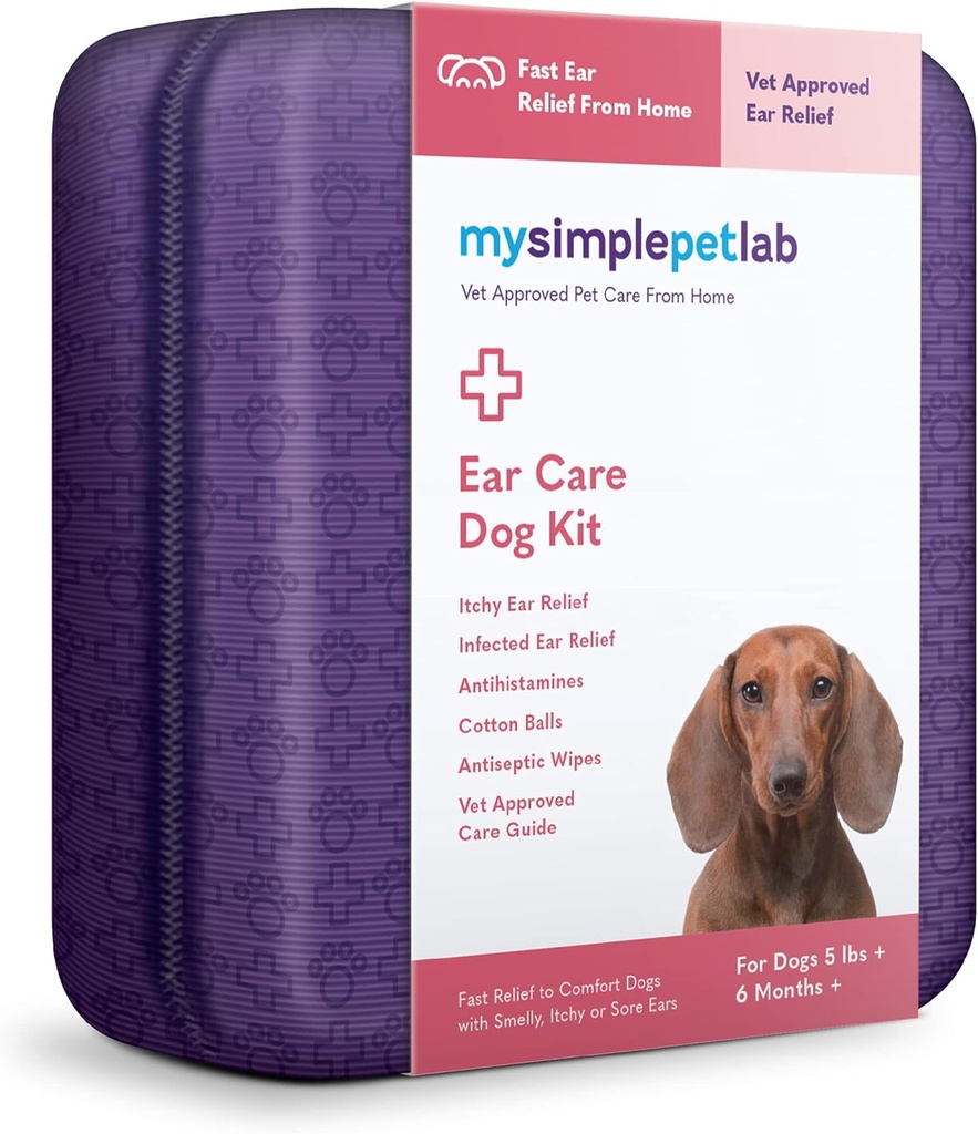 MySimplePetLab Kõrvahoolduskoer Kit I Ravimid Tris Manustamine Koer Kõrvapuhastusvahend I Nakkusravi Ketokonasool I Hüdrokortisoontilgad Mugav lõhn , sügelus või kõrvavalu