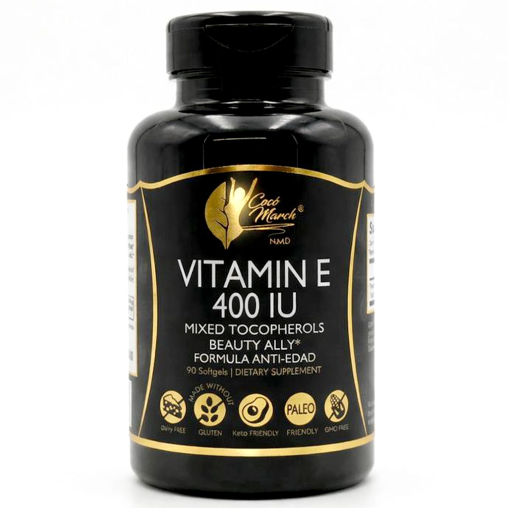 Cocó märts NMD looduslik vitamiin E 400 IU segatud tokoferoolid, ilu liitlane, 3 kuu pakkumine - gluteenivaba, Paleo sõbralik, piimavaba, Keto sõbralik, GMO-vaba, 100 Softgels