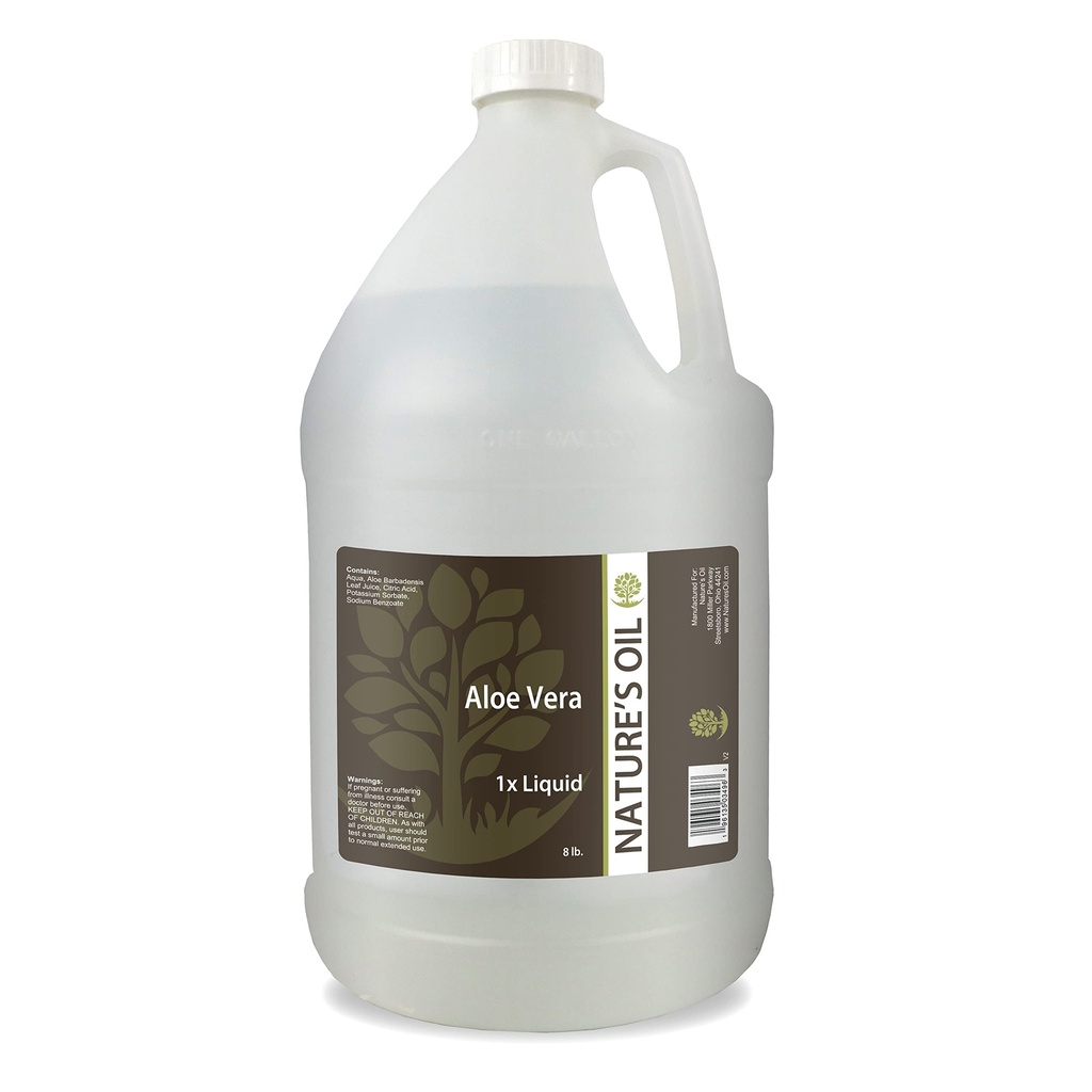 Looduse õli Aloe Vera Vedel 1x, 8lbs (1 Gallon) Puhas aaloe ekstrakt nahahoolduseks, juuksehoolduseks ja DIY isiklikuks hoolduseks