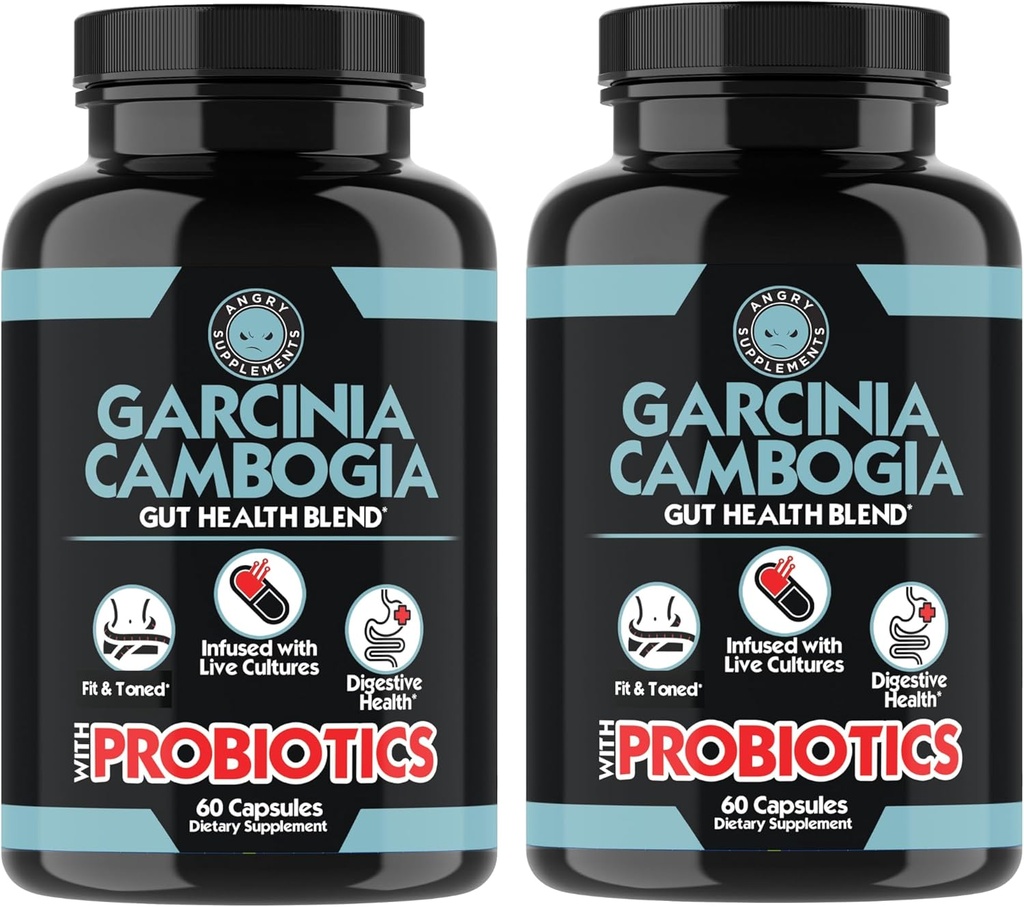 Vihased täiendused Garcinia cambogia koos probiootikumidega, soolestiku tervise multivitamiin w. vitamiinid A, C, D, E, K, B2, Tsink, Seleen, vask, kroom + taimse segu kapslid (2- pudelid, 120 ct kokku)