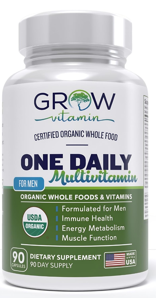 Üks igapäevane multivitamiin meestele - vitamiinide ja mineraalidega + orgaanilised terved toidud, toidulisand energia suurendamiseks, üldine tervis - mitte-GMO - 90 kapslit | 3 kuu pakkumine