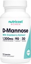 Nutricost D-Mannose with Cranberry Extract for Women 1300mg 90 Capsules