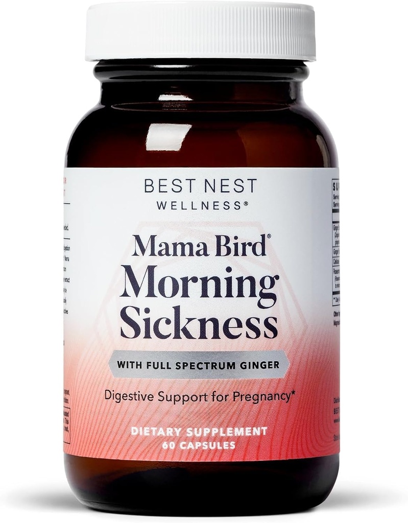 Parim Nest Wellness Mama Bird Morning Haiguse leevendamine - Õrn täiendus Vormelid hommikuse haiguse vastu - Ingveri ekstrakti ja juurepulbri täiendus - 60 kapslit